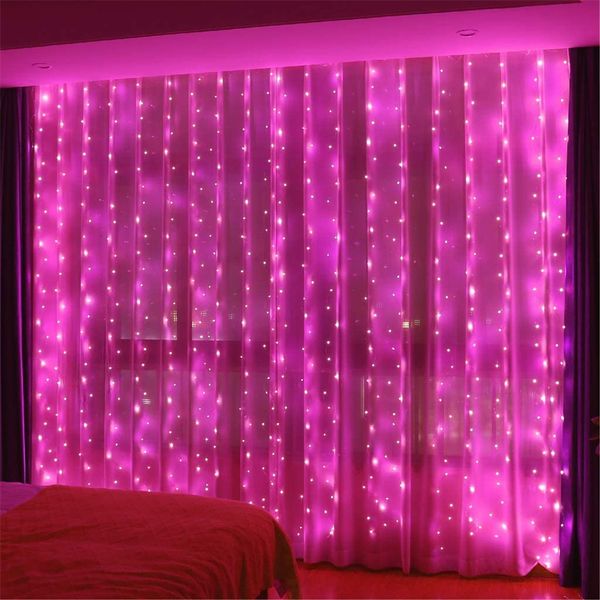 Outros suprimentos de festa de evento Ano Garland LED Cortina de fio de cobre Luzes de fada 3 Metros Janela de casa Quarto Decoração de casamento de Natal Lâmpada rosa 230919