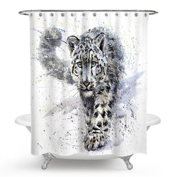 Tende da doccia Ghepardo Leopardo Leone Tenda Stampa in poliestere Impermeabile Bagno Animali della giungla Leoni Stampato Porta del bagno Decor298l