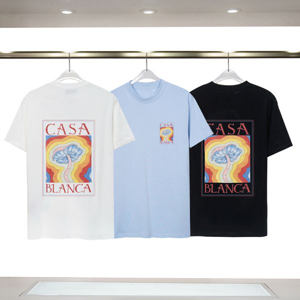 Casablanc-Hemd, luxuriöses Herren- und Damen-T-Shirt, Frühling, Sommer, neuer Stil, Regenbogen-Pilz, Rundhalsausschnitt, kurze Ärmel, atmungsaktive Baumwolle, Designer-T-Shirts in asiatischer Größe