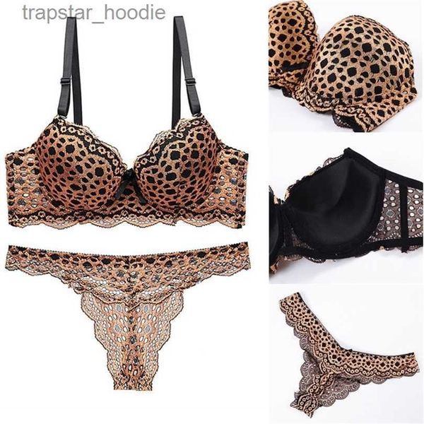 Set di reggiseni da donna Perizoma Set di biancheria intima sexy Reggiseno push up Reggiseno da donna Set di lingerie Mutandine di pizzo Set di reggiseni Sexy Lingerie leopardata Femme T200602 L230919