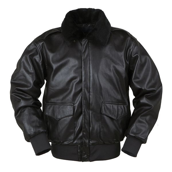 Мужская кожаная куртка из искусственной кожи, куртка-бомбер, пилот ВВС США, A2, зимняя стеганая винтажная куртка Letterman с мехом в стиле панк, мотоцикл в стиле милитари 230919