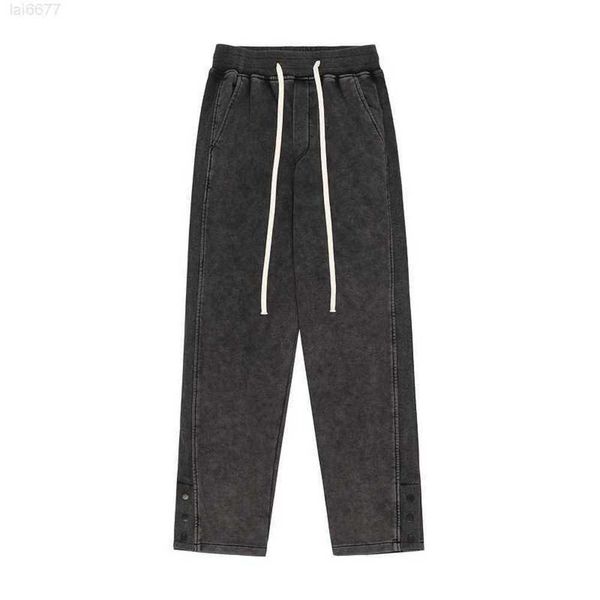 High Street Trendy Brand Washed Old Guard Hose mit geradem Bein, geteiltem Knopf, Freizeithose184u