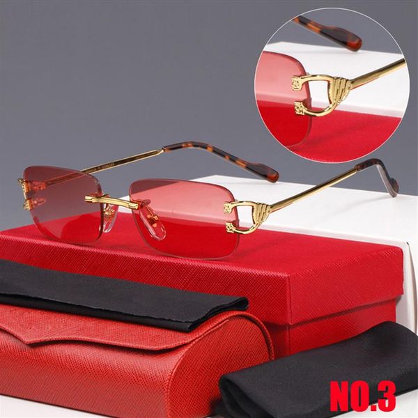 Designer óculos de sol formas retangulares marca moda óculos para homens e mulheres sem aro vermelho verde azul amarelo cinza lente multicolor 272n