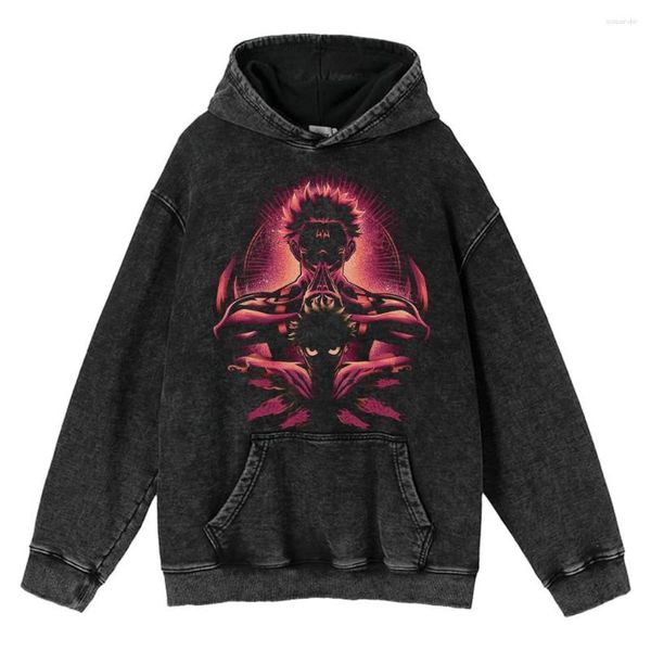 Hoodies masculinos anime jujutsu kaisen moletom com capuz masculino wome gojo satoru yuji itadori impressão vintage moletom de algodão pulôver gótico