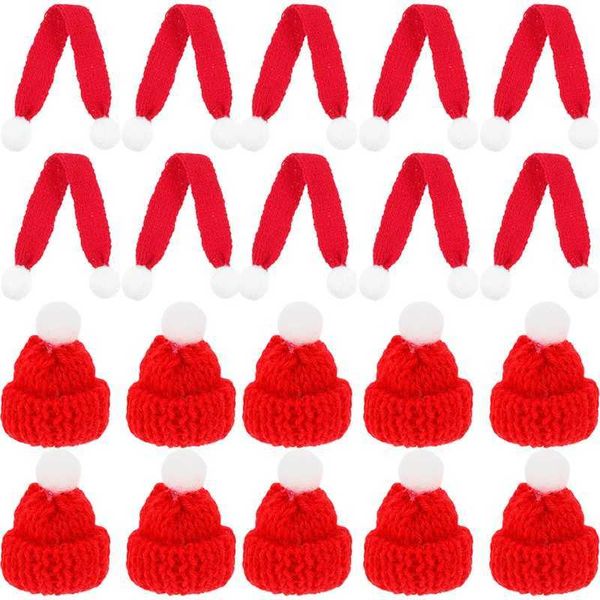 20 Stück Mini-Beanie-Geschenke, Weihnachtsschal, Milchtee, Weihnachtsparty-Dekoration, Strickwolle, Miniatur-Baby-DIY-Bastelbedarf, Hut 230920