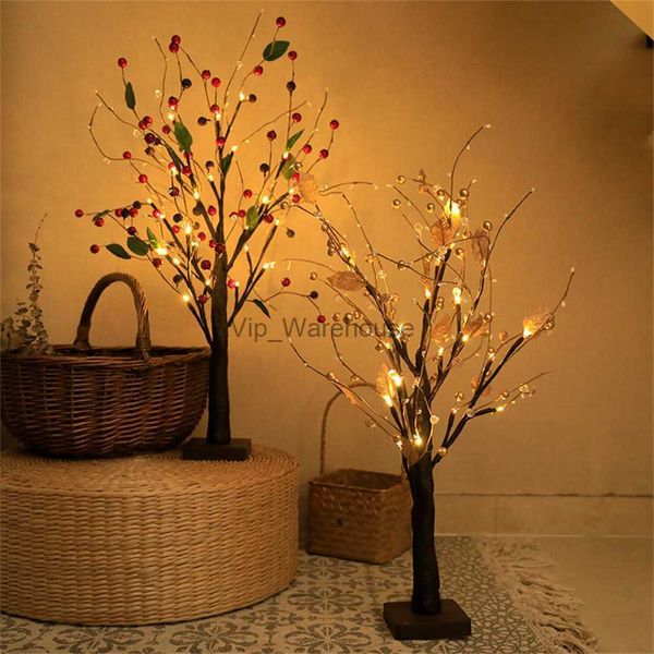 Stringhe LED Party Bacca rossa Fata Albero Luce Oro Frutta Batteria Albero di Natale Lampada Ghirlanda Rami Luci per Natale Festa Illuminazione HKD230919