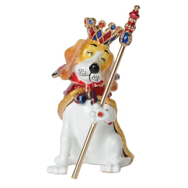 Oggetti decorativi Figurine Principe Cane con corona Scatola per gingilli Contenitore per gioielli ricordo Porta anelli Regali per amanti degli animali 230919