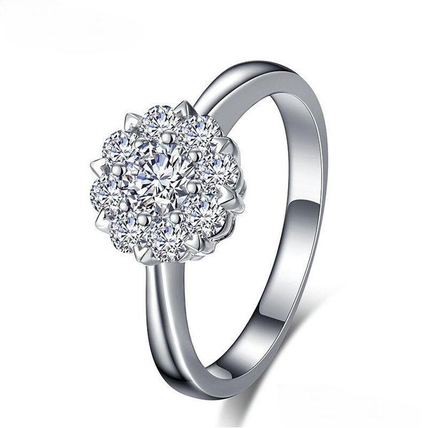 Кольцо-пасьянс Sier с цветком и бриллиантами, женские обручальные кольца для невесты, модные украшения Will And Sandy, Прямая доставка Dhy5V