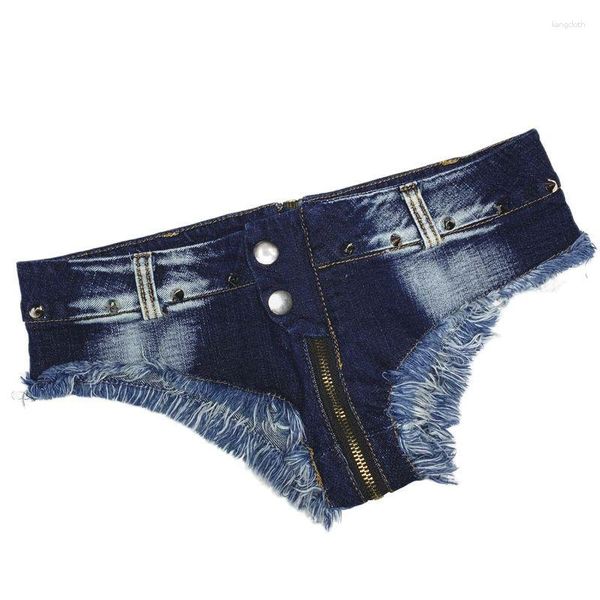 Pantaloncini da donna Jeans con cerniera sexy Denim per donna Dj Pole Dance Bikini Bottom Discoteca femminile