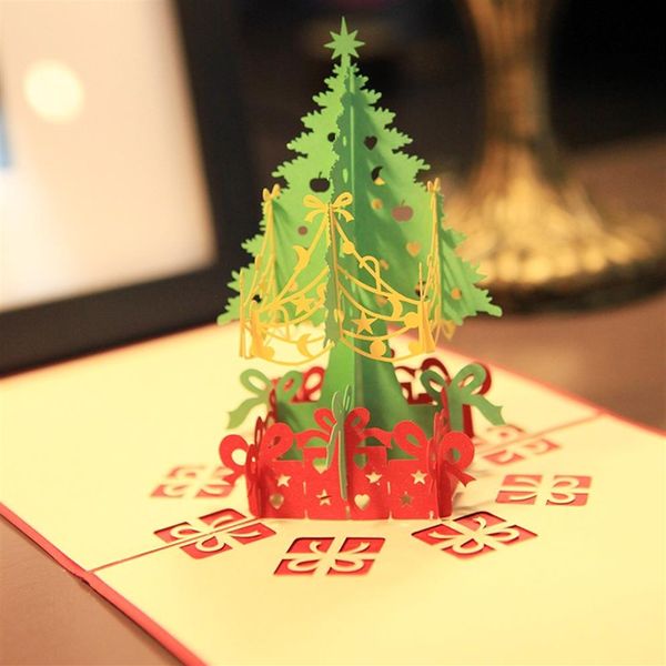 3D Popup Benzersiz Tatil Kartpostalları Davetiyeleri Yeni Yıl Festivali için Noel Kartları Noel Kartları