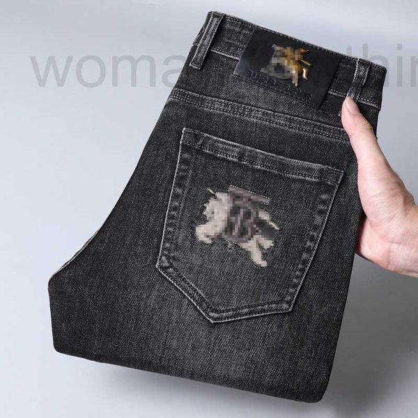 Jeans da uomo Designer 2023 Primavera e autunno Edizione coreana Small Foot Slim Fit Cotton Bullet Speciale Smoky Ash Ricamo 8HDF