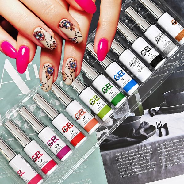 Nail Polish 12 BottlesSet Nail Art Gel Kit Base Duradoura Top Fluorescente Gradiente Casaco Manicure DIY Estilo Único 8ml * 12 230919