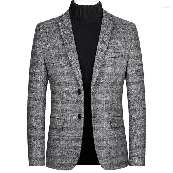 Ternos masculinos primavera outono blazers masculino fino ajuste britânico padrão xadrez formal terno jaqueta casamento negócios casual masculino hombre 4xl