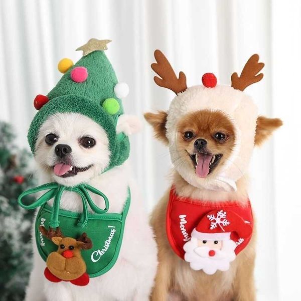 Outono e inverno animais de estimação natal vestir-se chapéus lábios cachecóis cães gatos teddy fadou bo mei roupas cosplay 230920