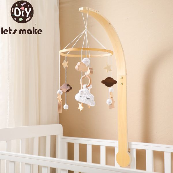 Mobiles# Baby Holz Wolke Anhänger Bettglocke Mobile Hängen Rasseln Spielzeug Kleiderbügel Krippe Mobile Bett Glocke Holz Spielzeug Halter Arm Halterung Kind Geschenke 230919