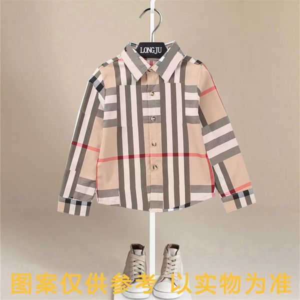 Camisas infantis cor marrom xadrez designer de roupas de menino conjunto atacado meninas camisa branca manga completa roupas de moda infantil