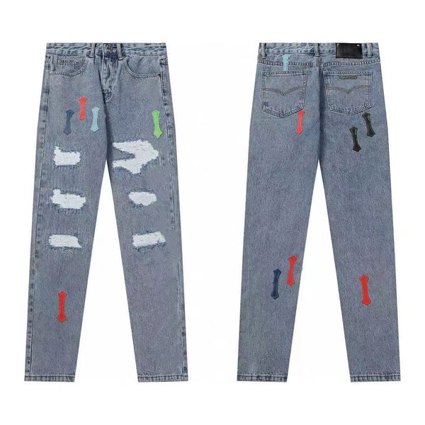 Neue Jeans für Männer und Frauen, lang, Jogging, Retro, hohe Taille, Strasssteine, schmales Design, Loch, heiß gewaschene Denim-Hosen, 22 Stile, Schwarz, Weiß, Blau, 2023, Top-Jeans, Größe S-2XL