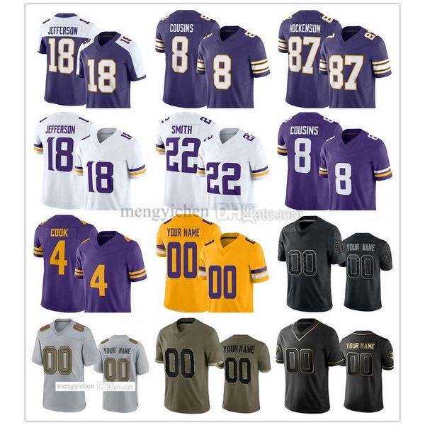 Herren-Fußballtrikots 8 Kirk Cousins 18 Justin Jefferson 87 T.J. Hockenson 22 Harrison Smith 7 Byron Murphy Jr. 2 Mattison 3 Addison 17 K.J. Osborn 99 Danielle Hunter