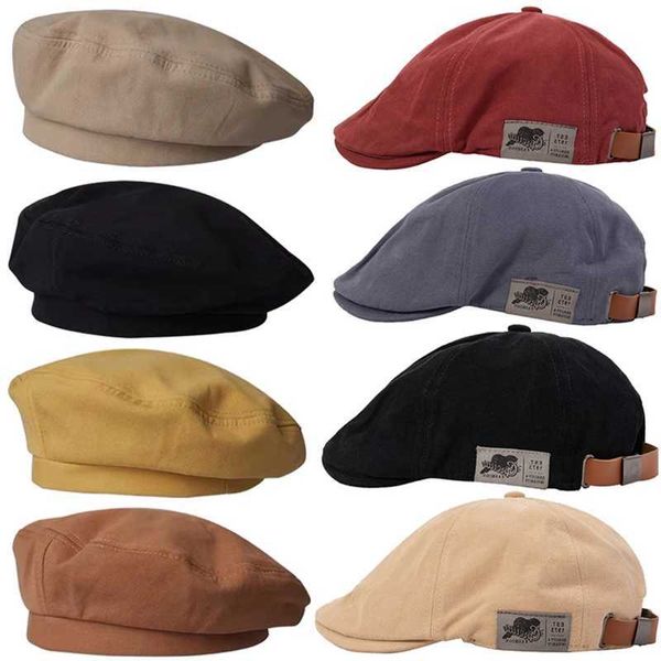 Baumwolle Brief Achteckige Vorwärts Schirmmütze Herbst Winter Berets Hüte Britische Maler Hut Straße Militärische Baskenmütze Frauen Mädchen Caps 230920