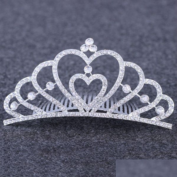 Capelli Gioielli Aggiornamento Cristallo Sposa Corona Tiara Pettine Diamante Cuore Fascia Copricapo Sposa Strass Pettini Compleanno Spettacolo Festa Fa Dhm9E