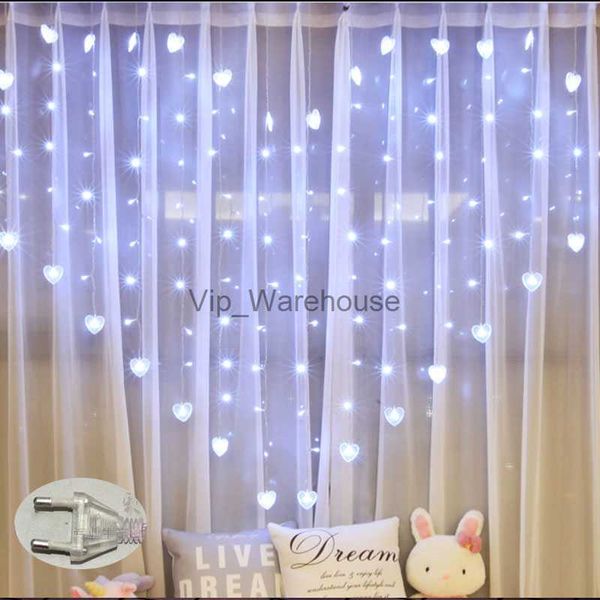 Stringhe LED Party LED Luci per tende a forma di cuore 8 modalità Luci a stringa scintillanti impermeabili Luci per decorazioni per la casa Matrimonio San Valentino TV Sfondo parete HKD230919