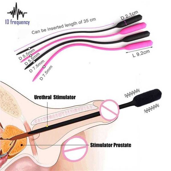 Massaggiatore giocattolo del sesso Vibratore uretrale a 10 velocità Masturbatore maschile Silicone vibrante Penis Plug Suoni Catetere Dilatatori Inserto