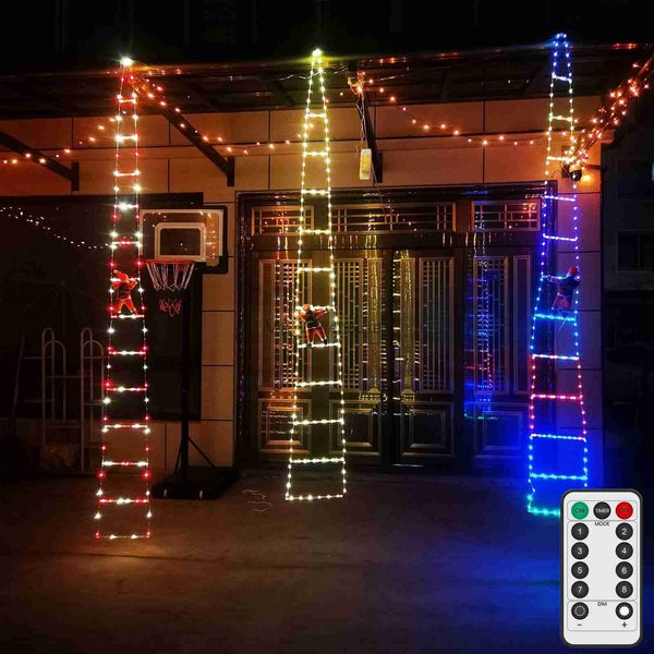 LED Strings Party Santa Claus Ladder Lights com controle remoto USB Luzes de Natal para decoração interna e externa Janela Jardim Pendurado LED String Xmas HKD230919