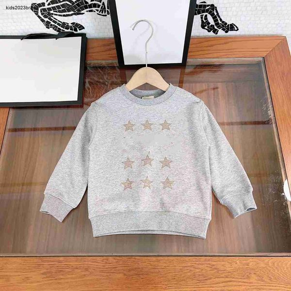 Suéter infantil de outono com múltiplas estampas de pentagrama, suéter para menino e menina tamanho 100-160 cm, design minimalista, pulôver infantil set15