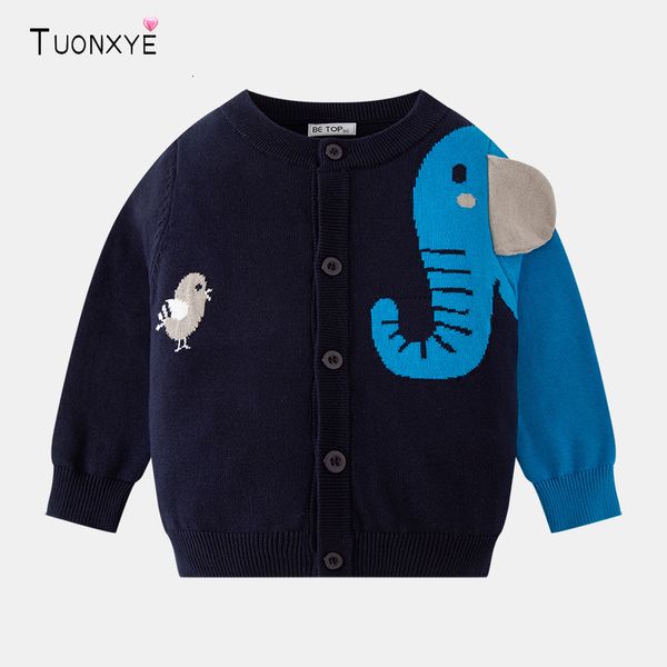 Pullover TUONXYE Ragazzi Maniche Lunghe Maglione Lavorato a Maglia Simpatico Cartone Animato Uccello Elefante Bottone Morbido Cotone Caldo Vestiti per Bambini 29 Anni 230918