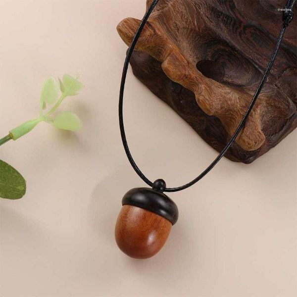 Colares Pingente Vintage Screwable Ebony Bolota Longo Colar Pine Cone Design Jóias Simples Desejando Garrafa Ornamentos