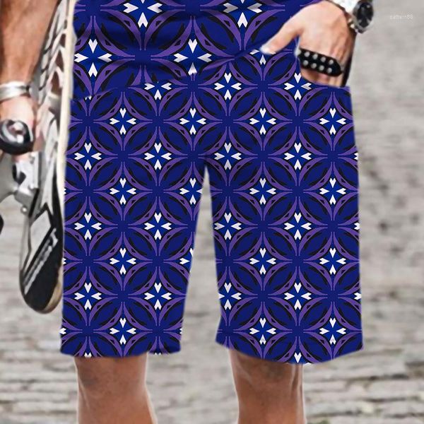 Shorts masculinos verão retro treliça padrão 3d impresso homem moda engraçado oversized harajuku maiô masculino/feminino natação casual