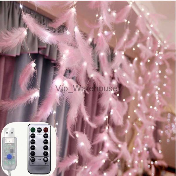 Stringhe LED Party 3M USB LED Piuma Fai da te Luci stringa per tende Ghirlanda Lucine Decorazioni natalizie per la casa Navidad Wedding Party Deco HKD230919