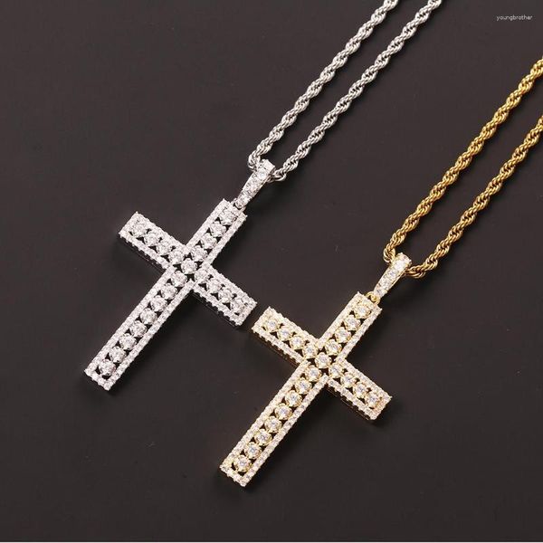 Collane con ciondolo Commercio all'ingrosso trendy minimalista oro argento placcato fornitura croce collana micro-set zirconi hip-hop