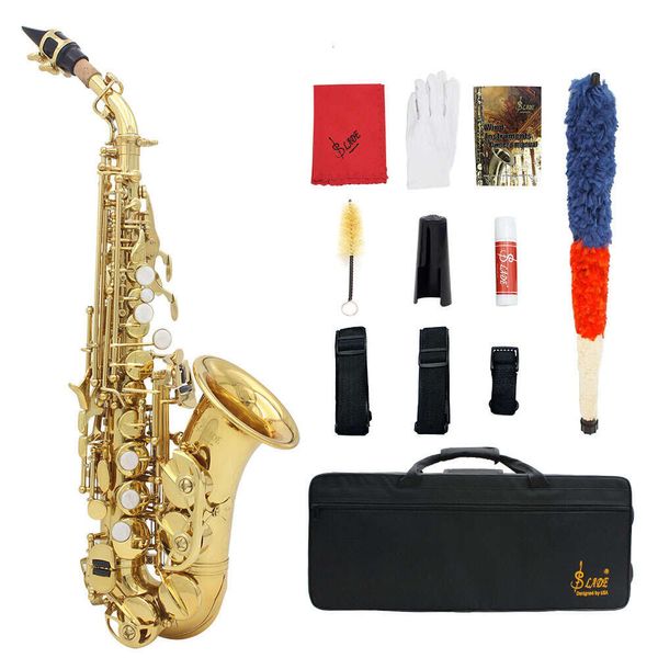 SLADE B Saxofone plano Bb pequena curva para crianças e adultos praticando instrumentos de saxofone de latão Soprano Saxofones Soprillo Sopranino Hot