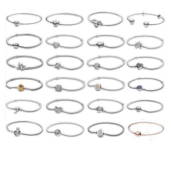 Designer Ästhetische Pan S Sier Schlangenknochen Diy Weibliche Volldiamant Herzförmige Foundation Kette Offenes Armband String Schmuck