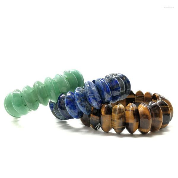 Strand 1 pçs 10x23mm pedra natural corte ametista ágata olho de tigre pulseira elástica para homens e mulheres presente do feriado cura espírito jóias