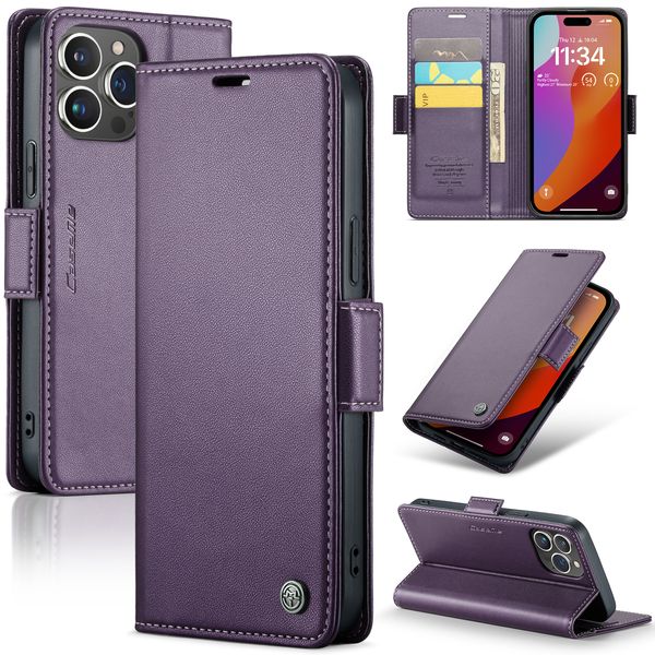 CaseMe Leder Flip Stand Wallet Cases für iPhone 15 Pro Max 14 13 12 11 XS XR X 8 7 Plus stoßfeste RFID-Kartenhalter Telefonabdeckung Funda