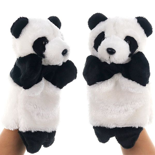 Marionette da 25 cm Panda Peluche Burattino a mano Animale Peluche Guanto morbido Gioco di ruolo del fumetto Raccontare la favola della buonanotte Bambini che imparano Muppet 230919