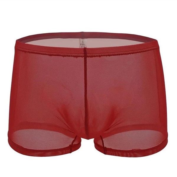 Sexy Durchsichtig Boxer Unterwäsche männer Mesh Dünne Boxer Shorts Solide Transparente Atmungsaktive Männliche Unterhose Höschen Cueca2041