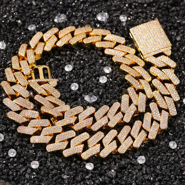 Conjuntos de joias finas 12mm Cobre Latão Vvs Moissanite Cuban Link Chain Colar Pulseira