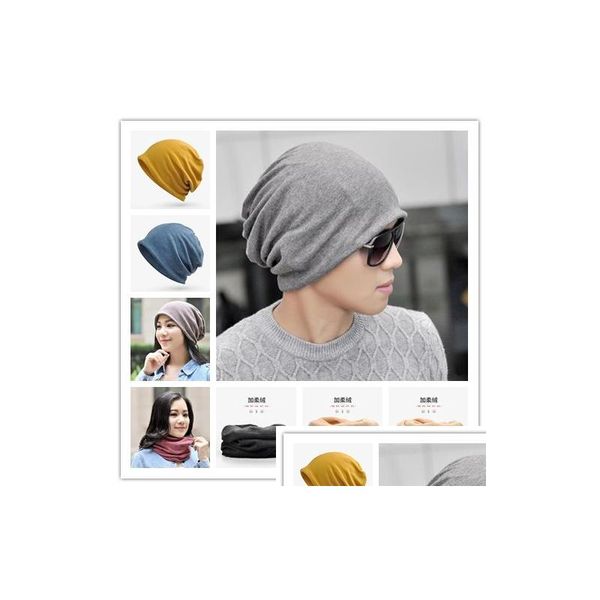 30 designs chapéu de malha quente gorro de algodão lenço chapéus de dupla finalidade cachecol mulheres homens snood térmico inverno esqui ciclismo ao ar livre d dhctp