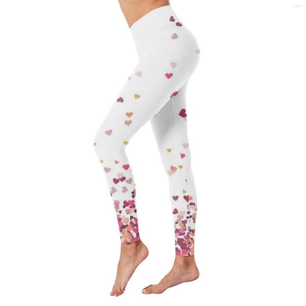 Leggings da donna Collant con stampa di San Valentino Pantaloni da yoga a compressione a vita alta Running Fitness Leggings femminili