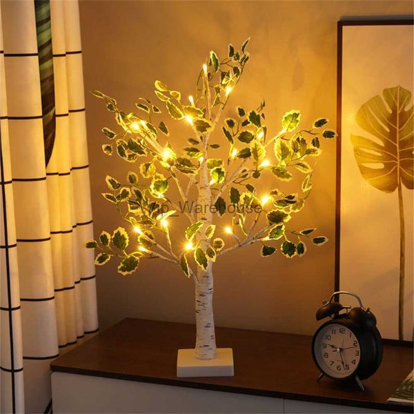 Crises LED Party LED Birch Tree Lampe Artificial Green Leaf Tree Tree Light Light USB / Battery Powered Lamp pour les cadeaux d'anniversaire de Noël de vacances HKD230919