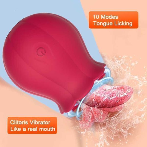 Massaggiatore giocattolo del sesso Fiore adulto con vibratori che leccano la lingua Femmina per le donne Stimolatore clitorideo G-spot Donna Vibratore clitoride