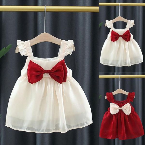 Vestidos de menina bebê vestido de verão cor sólida manga meninas roupa de aniversário criança natal