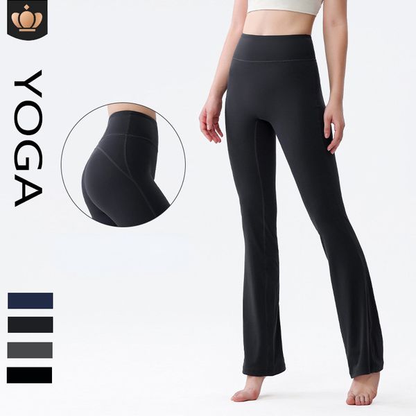 Align AL5051 Женские брюки для йоги Сплошной цвет телесного цвета Спортивное формирование талии Узкие расклешенные брюки для фитнеса Свободная спортивная одежда для бега Женские расклешенные брюки с девятью точками Высокое качество