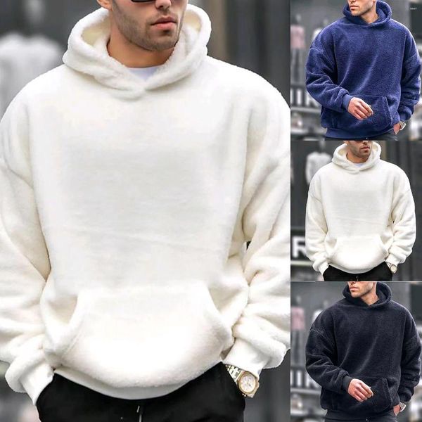 Herren-Kapuzenpullover, Oversize-Sweatshirt, Herren, einfarbig, Flanell, Jugend-Kapuzenpullover, Lammhaar, Jungen-Slipper, Größe 13