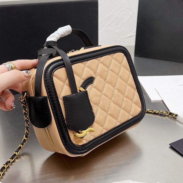 Bolsa de marca de luxo feminina bolsa de câmera caviar tecido bolsa de ombro crossbody caixa de maquiagem bolsa de corrente casual 20cm