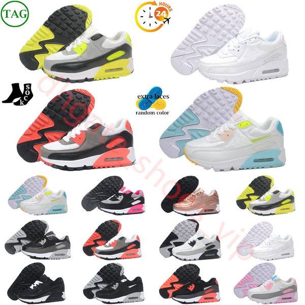 2024 designer bambini scarpe da corsa max 90 bambini studenti Nero Infrarossi Volt bianco Argento Lupo Grigio sneakers Pure Platinum Struzzo Camo Midnight Navy Oatmeal 28-35