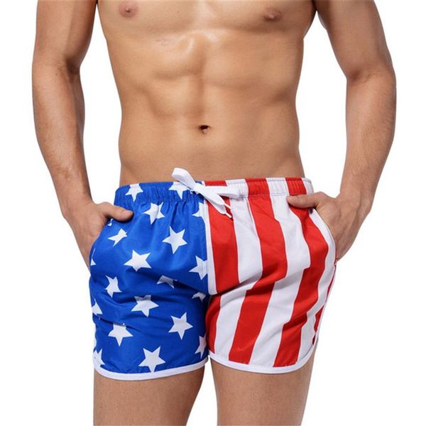 Shorts com bandeira americana para homens, calças de praia, pijama esportivo com setas, shorts masculinos, verão, calças curtas para praia 278y